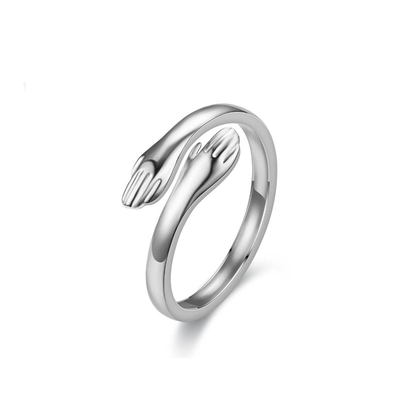 Fashion Vintage Heart Snake Titanium Steel Open Ring for Couples