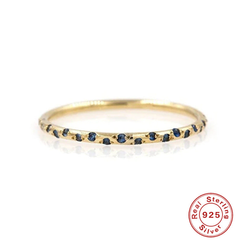 Fashion Round Sterling Silver Zircon Stacking Ring for Women
