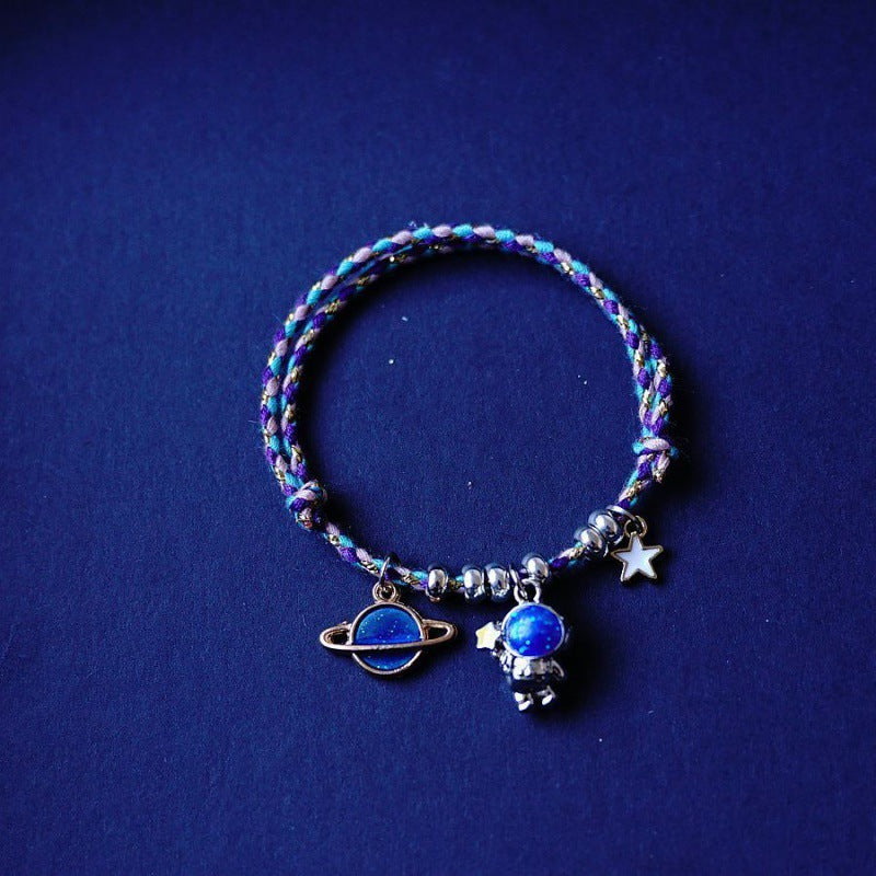 Fashion Astronaut Star and Moon Alloy Knitting Bracelets Set