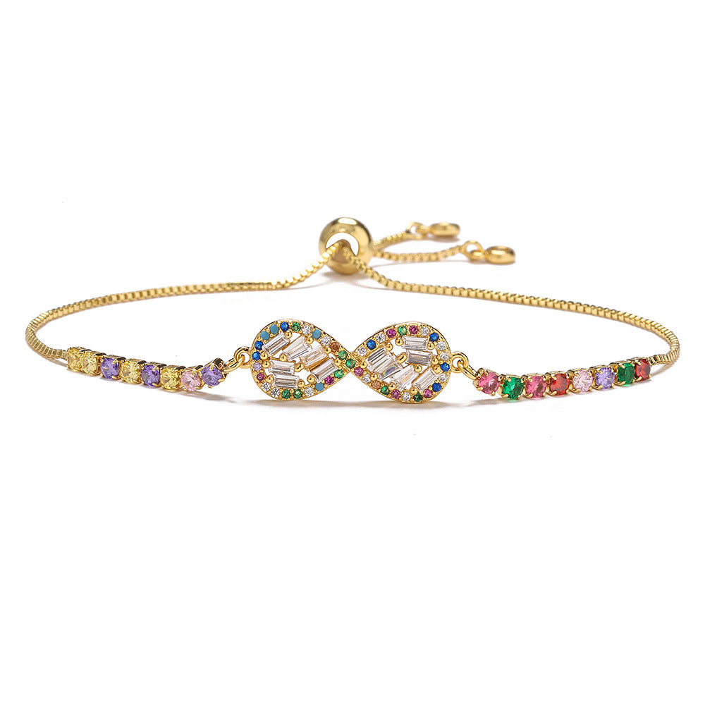 Hand of Fatima Gold Plated Zircon Geometric Bracelet for Women