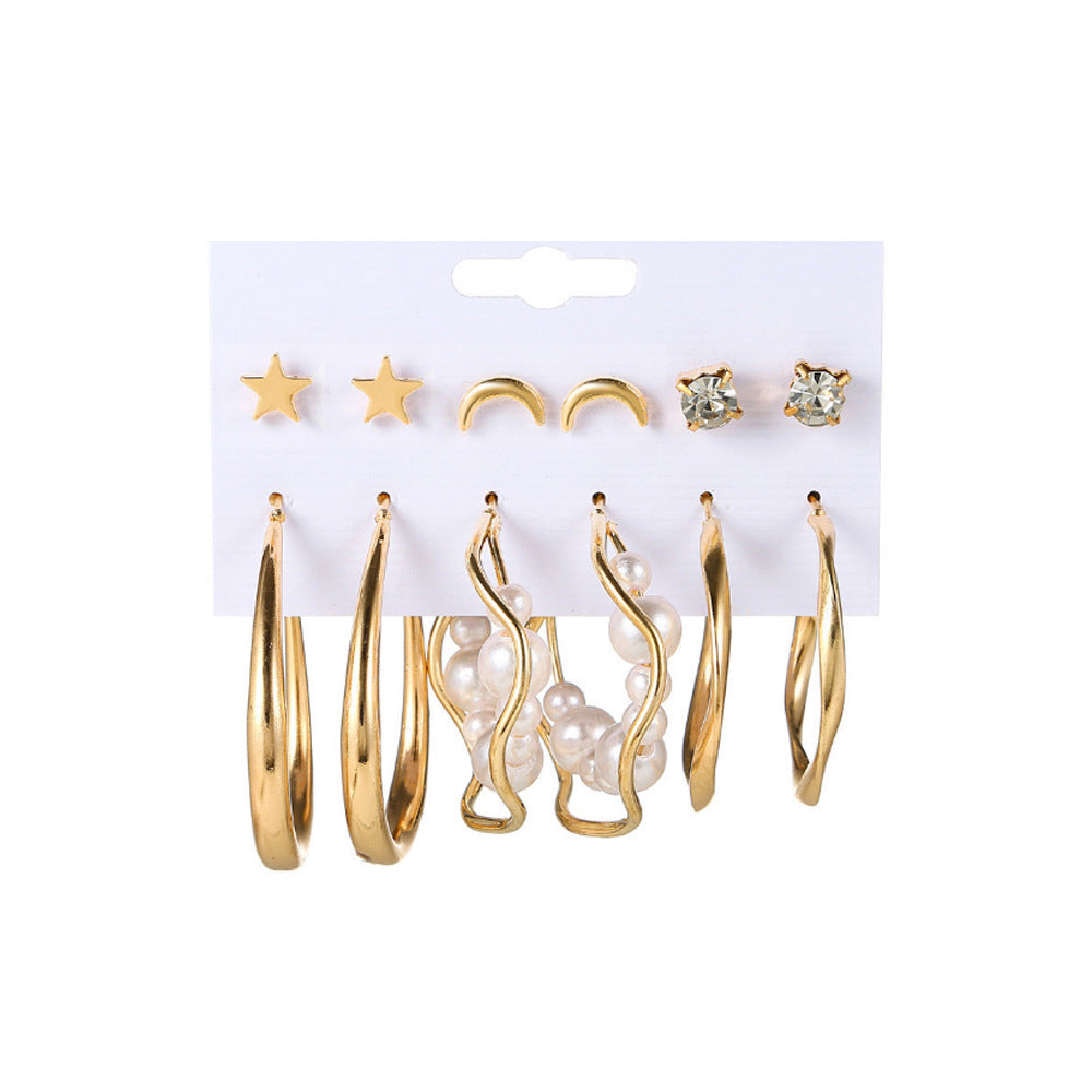 Fashion Heart & Butterfly Metal Chain Earrings Set - 15 Pieces