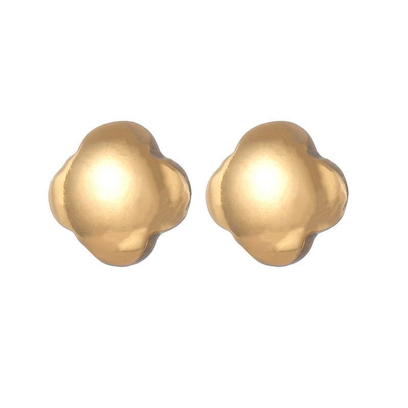 1 Pair Minimalist Flower Inlay 18k Gold Plated Stainless Steel Pearl Rhinestone Stud Earrings