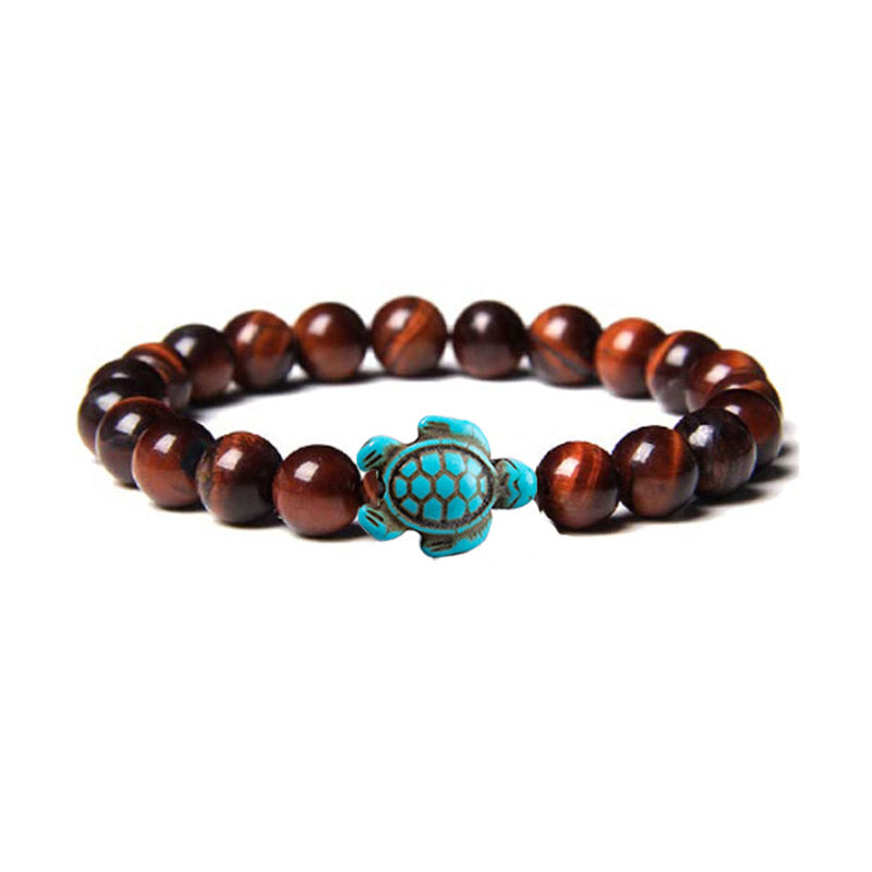 Retro Tortoise Turquoise Agate Tiger Eye Unisex Stretch Bracelet