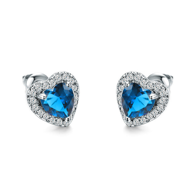 Sweet Heart Crystal Rhinestone Heart-Shaped Women's Earrings