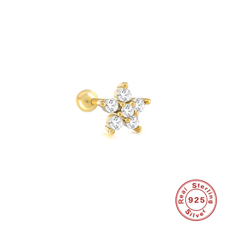 Sterling Silver Star Moon Heart Shaped Stud Earrings