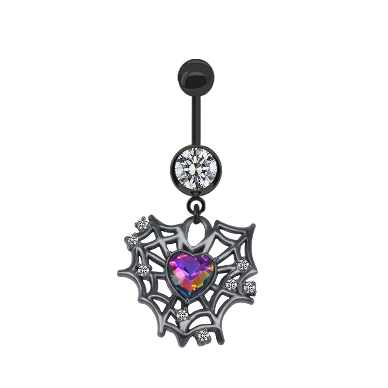 Japanese Punk Spider Butterfly Rhinestone Belly Ring in Stainless Steel and Copper
