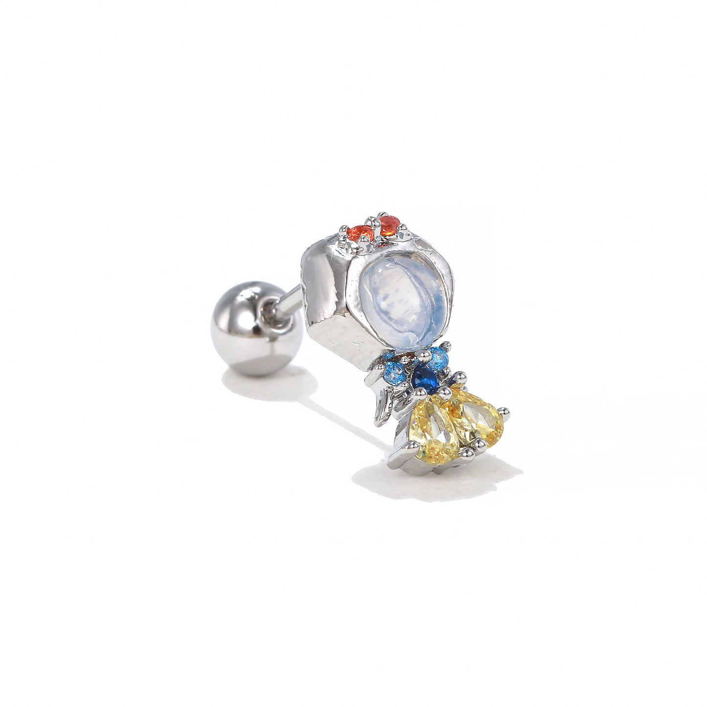 1 Piece Heart Shape Zircon Inlay 18K Gold Plated Ear Studs - Colorful Princess Series Fashion Piercing Jewelry
