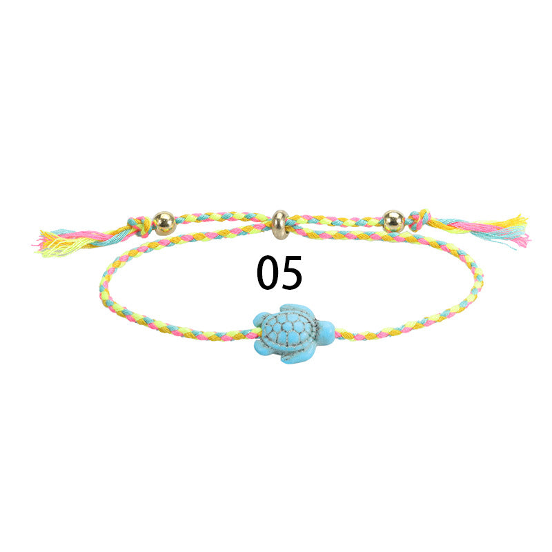 Bohemian Turtle Anklet and Bracelet Set - Multicolor Beach Surf Style