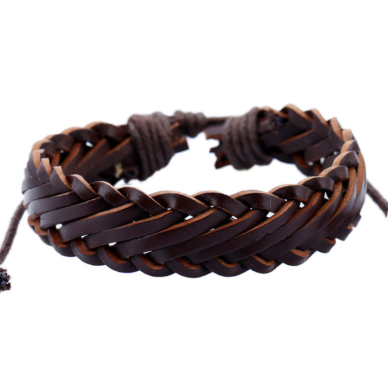 Retro Style Men's Imitation Leather Multi-Layer Woven Bracelet