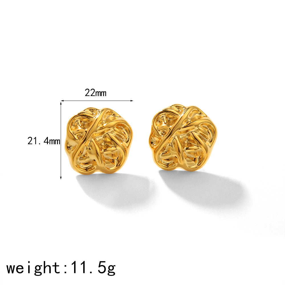1 Pair IG Style French Geometric 18K Gold Plated Stainless Steel Heart Stud Earrings