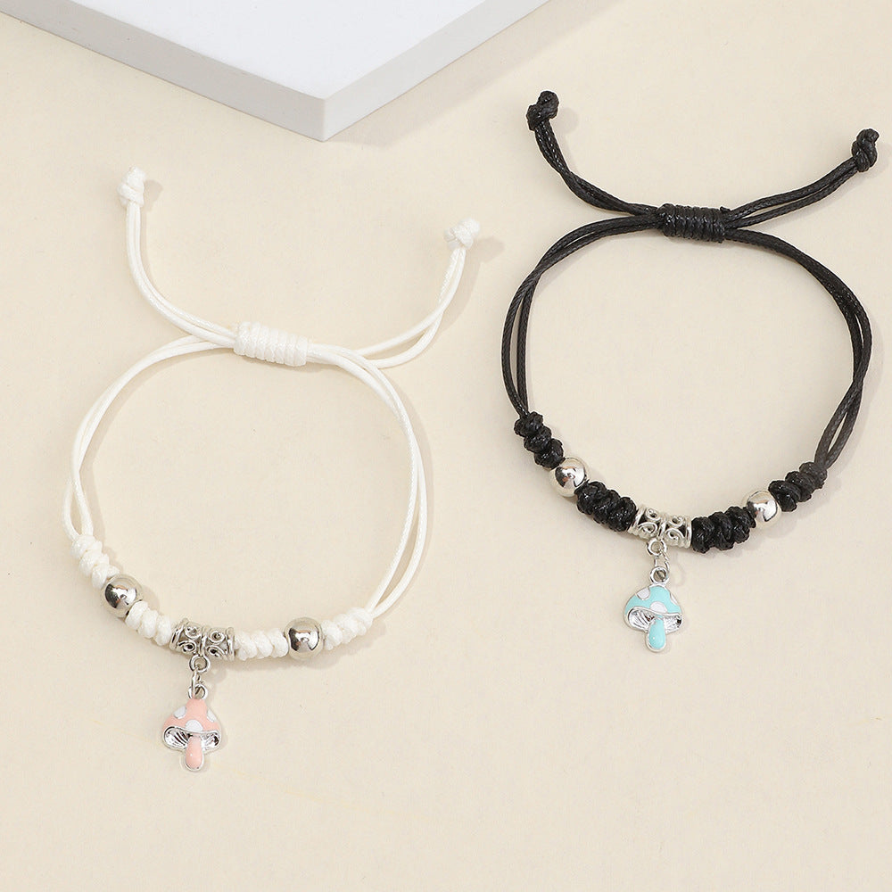 Fashion Alloy Dripping Planet Rocket and Mushroom Pendant Adjustable Bracelet
