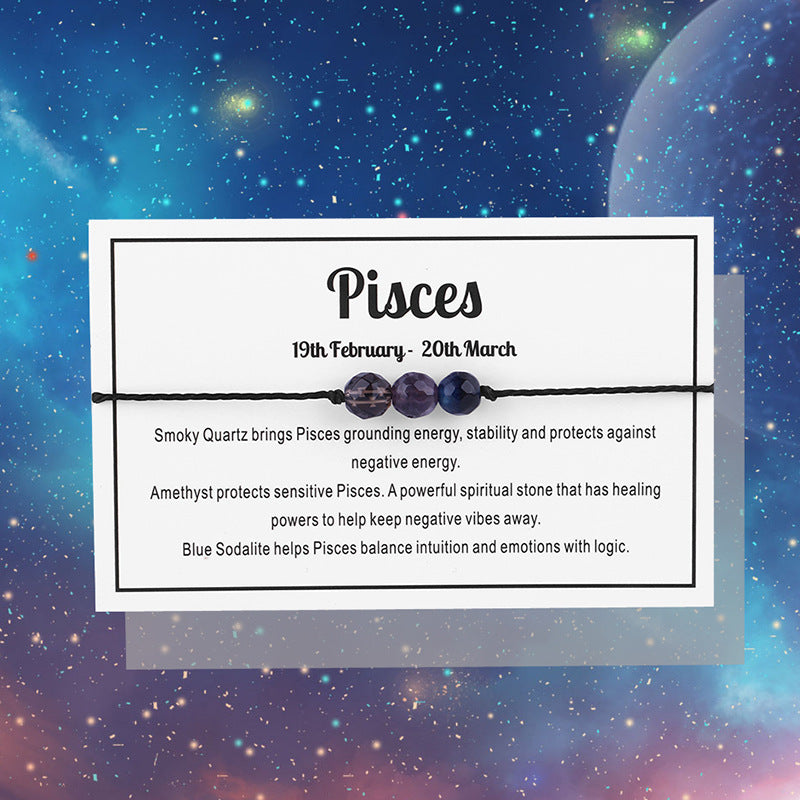 Zodiac Crystal Beaded Women's Bracelet - Handcrafted Round Rope Design