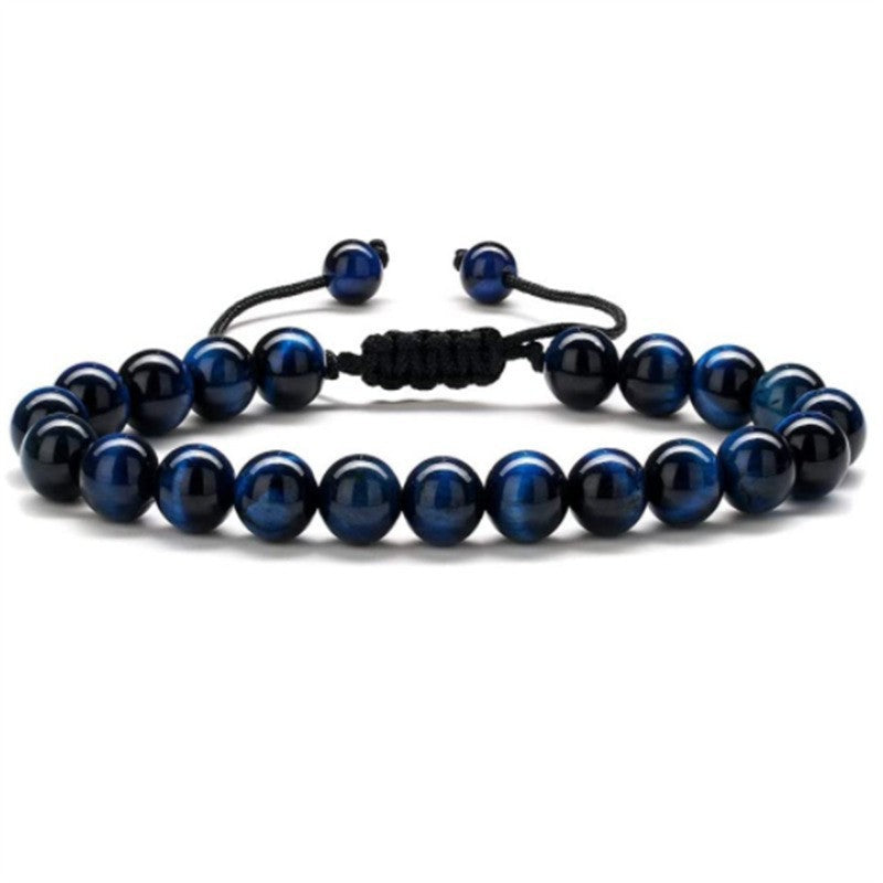 Gradient Agate & Tiger Eye Beaded Adjustable Bracelet