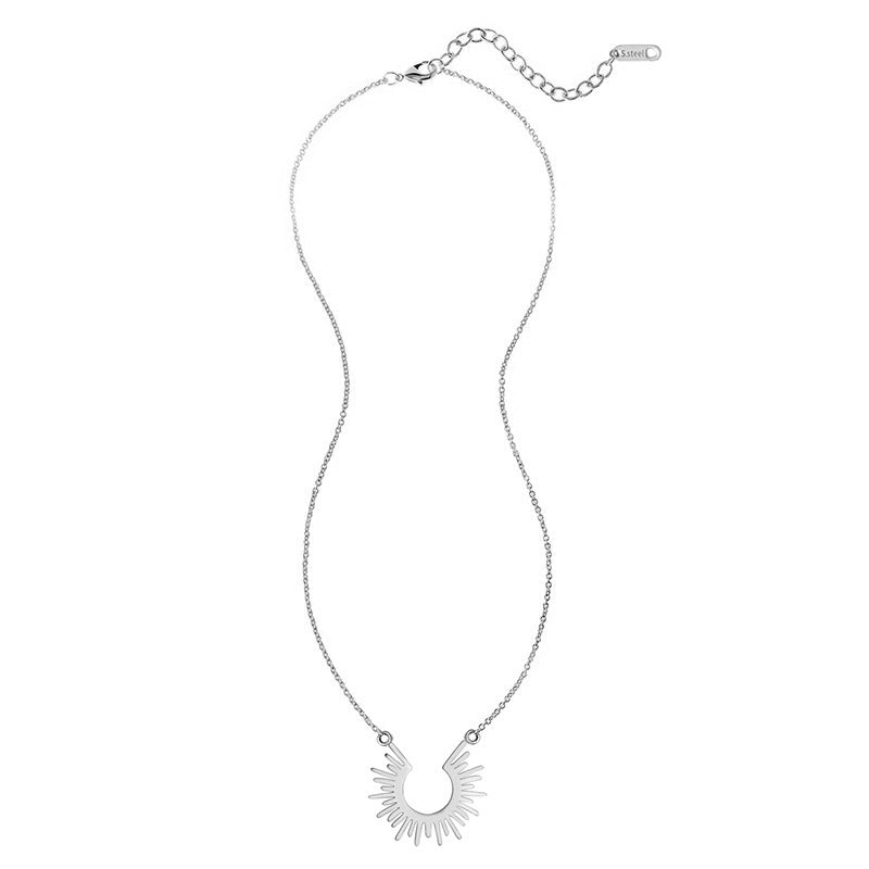 European American Minimalist Geometric Sunflower Pendant Necklace