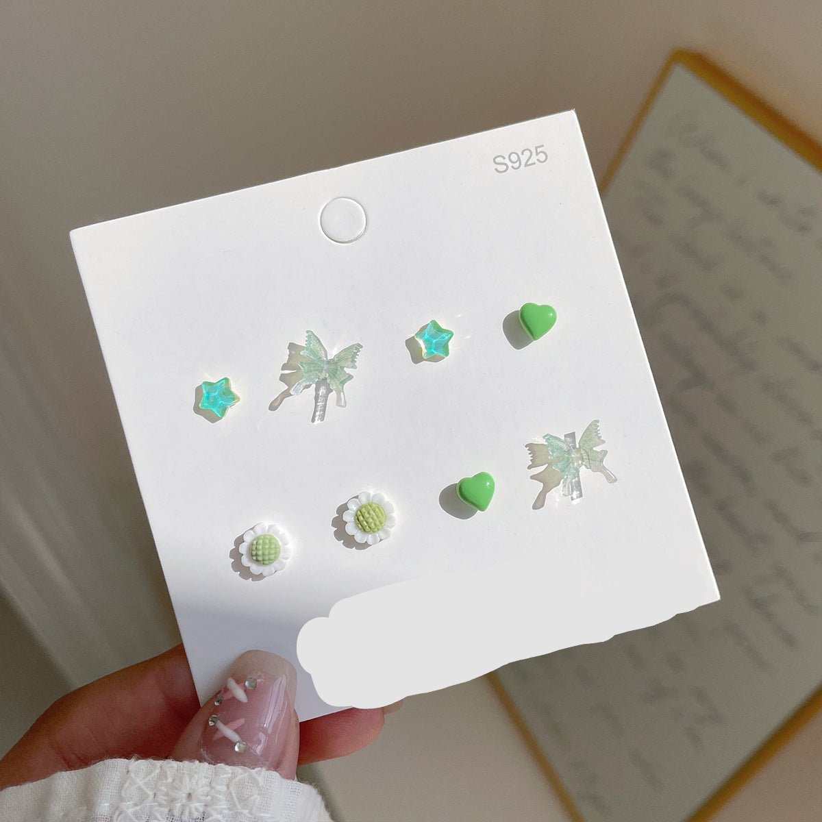 Sweet Heart Butterfly Flower Alloy Resin Stud Earrings Set