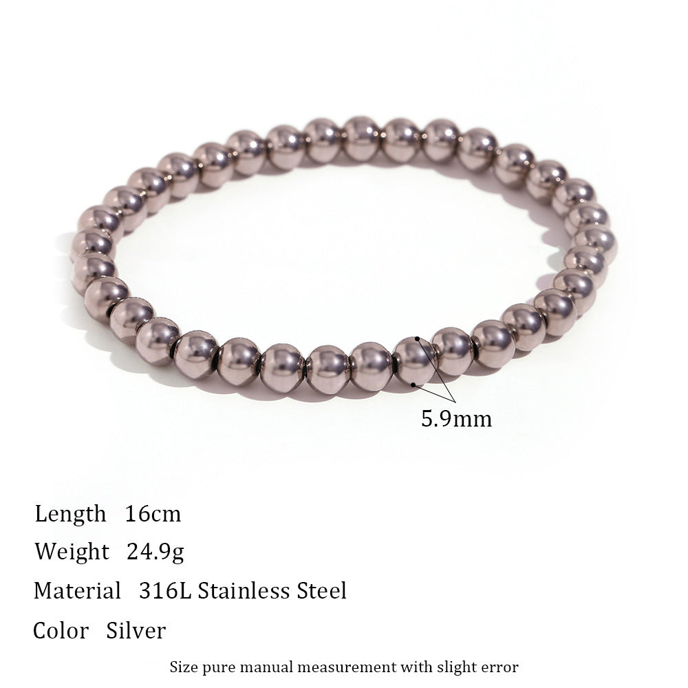 Fashion Minimalist 18k Gold Plated Stainless Steel Beaded Bracelet