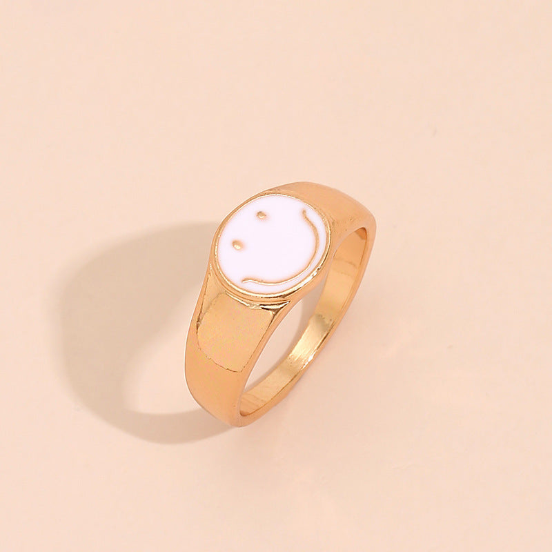 Fashion Heart-shaped Letter and Colorful Smiley Ring Set