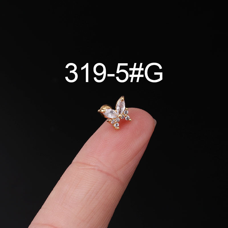 Fashion Zircon Copper and Stainless Steel Ear Studs
