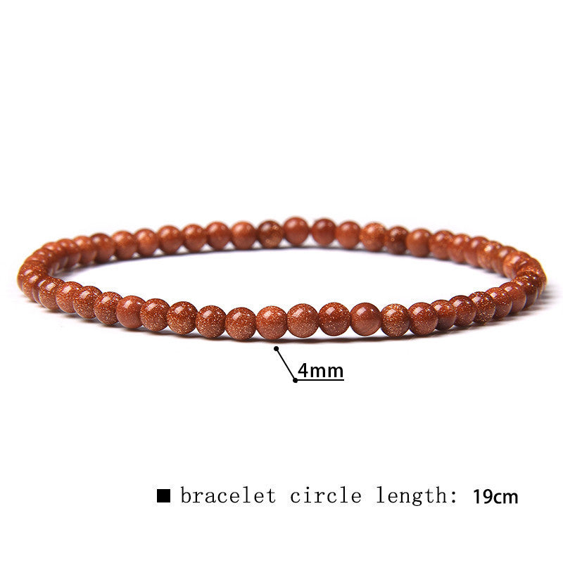 Minimalist Natural Stone Beaded Bracelet - 4mm Gemstone Jewelry for Women