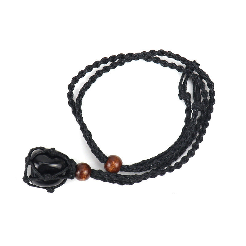 Ethnic Geometric Crystal Natural Stone Adjustable Pendant Necklace