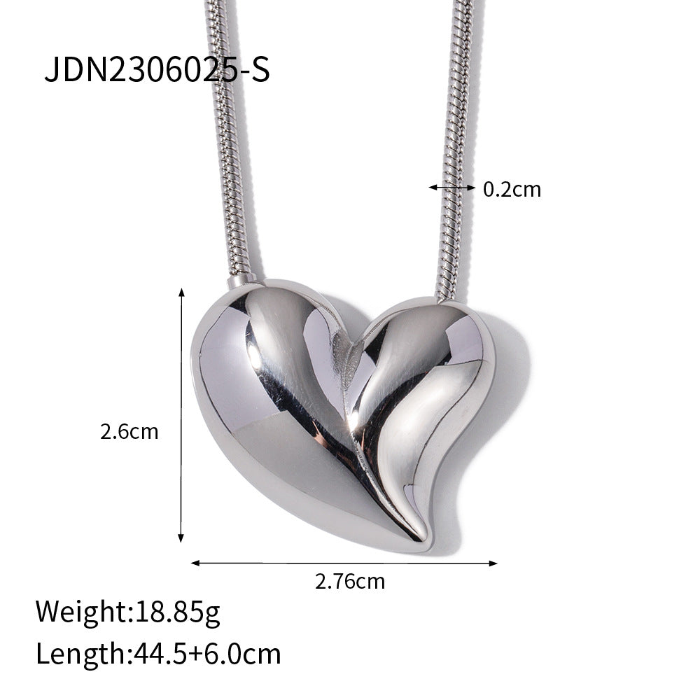 18K Gold Plated Heart Shape Stainless Steel Necklace and Earrings Set