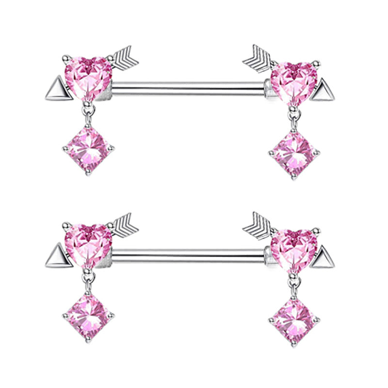 Simple Geometric Butterfly and Heart Wing Stainless Steel Zircon Inlay Jewelry