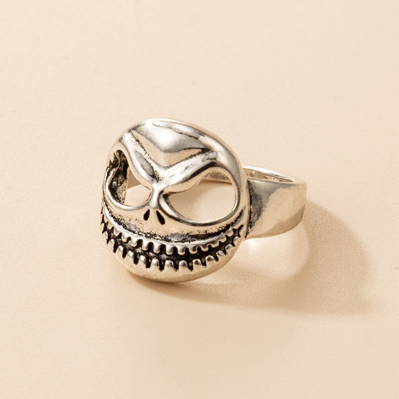 Punk Halloween Skull Zodiac Geometric Metal Ring