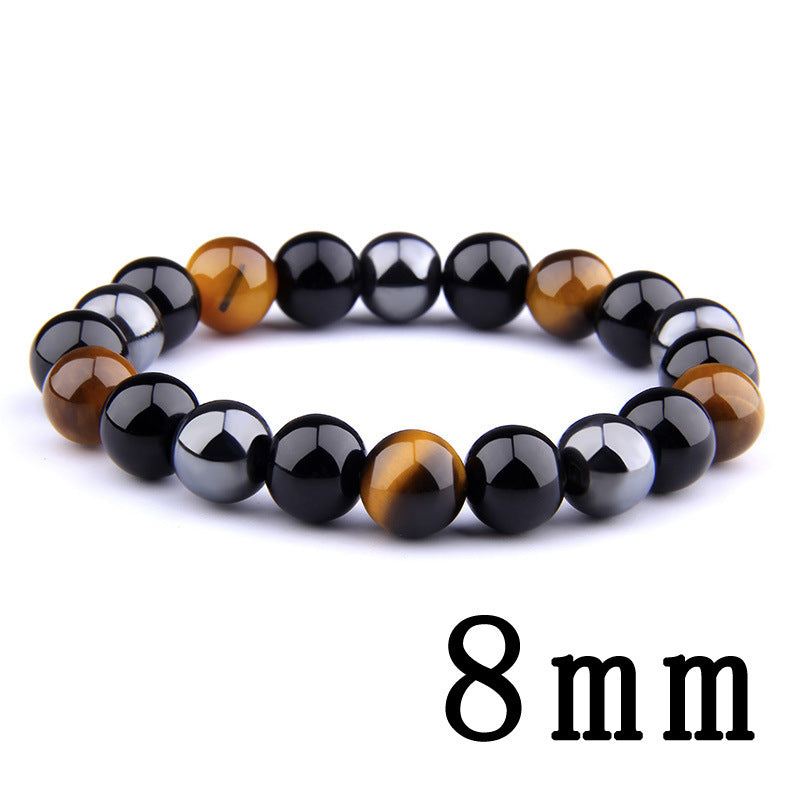 Gradient Color Agate and Tiger Eye Stone Beaded Bracelet