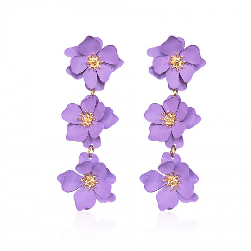 Elegant Bohemian Flower Alloy Drop Earrings