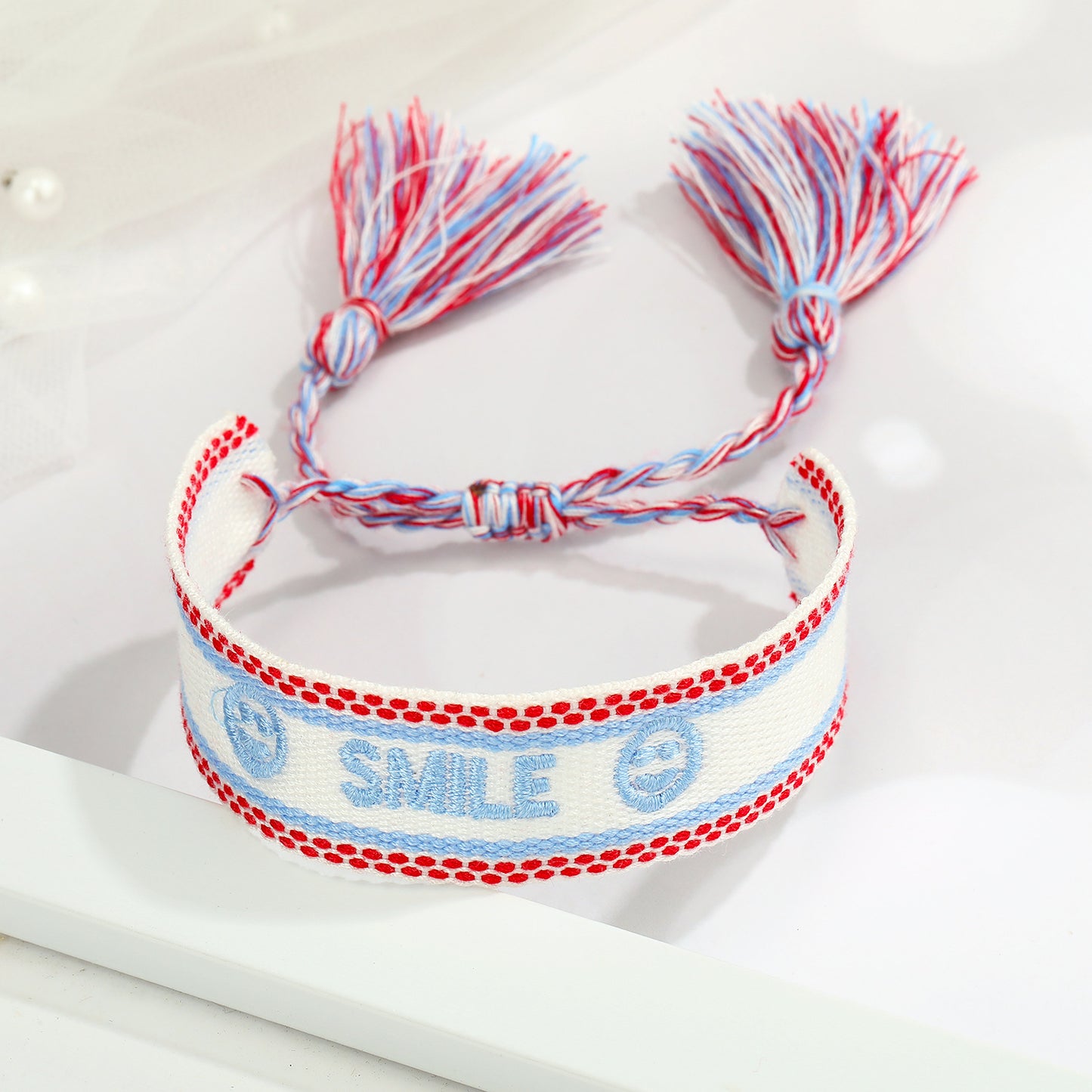Embroidered Woven Alphabet Tassel Bracelet - Personalized Couple Jewelry