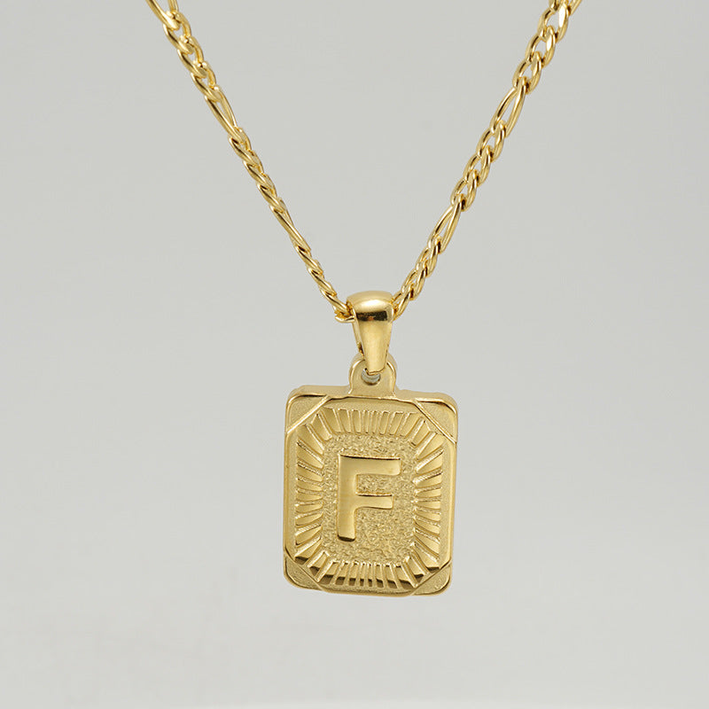 Gold Plated Titanium Steel Letter Pendant Necklace for Men