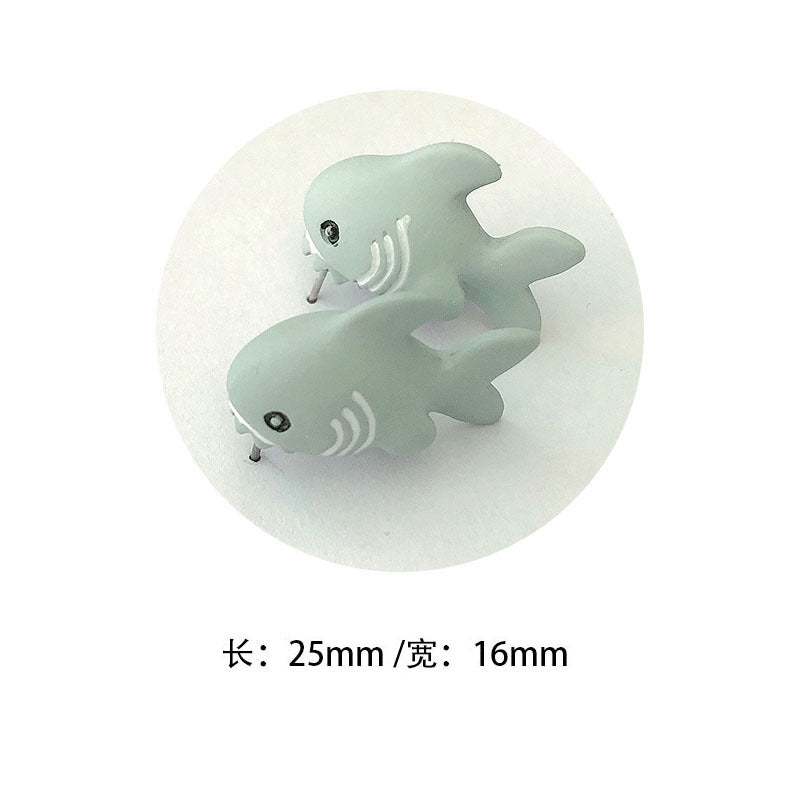 Fashion Animal Dinosaur and Shark Metal Ear Studs for Women