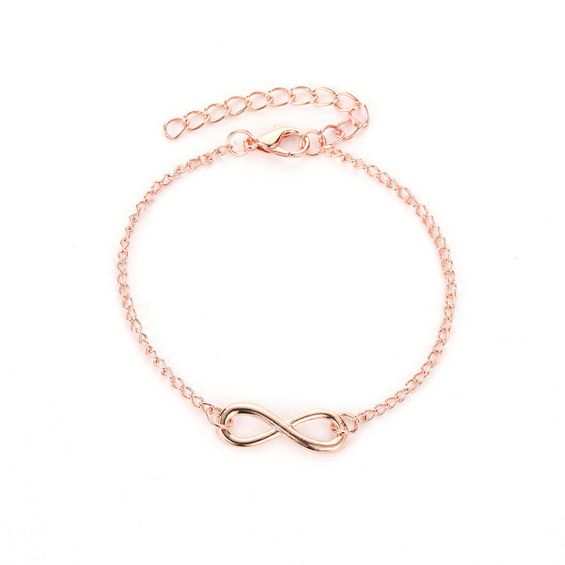 European American Minimalist Number 8 Charm Bracelet