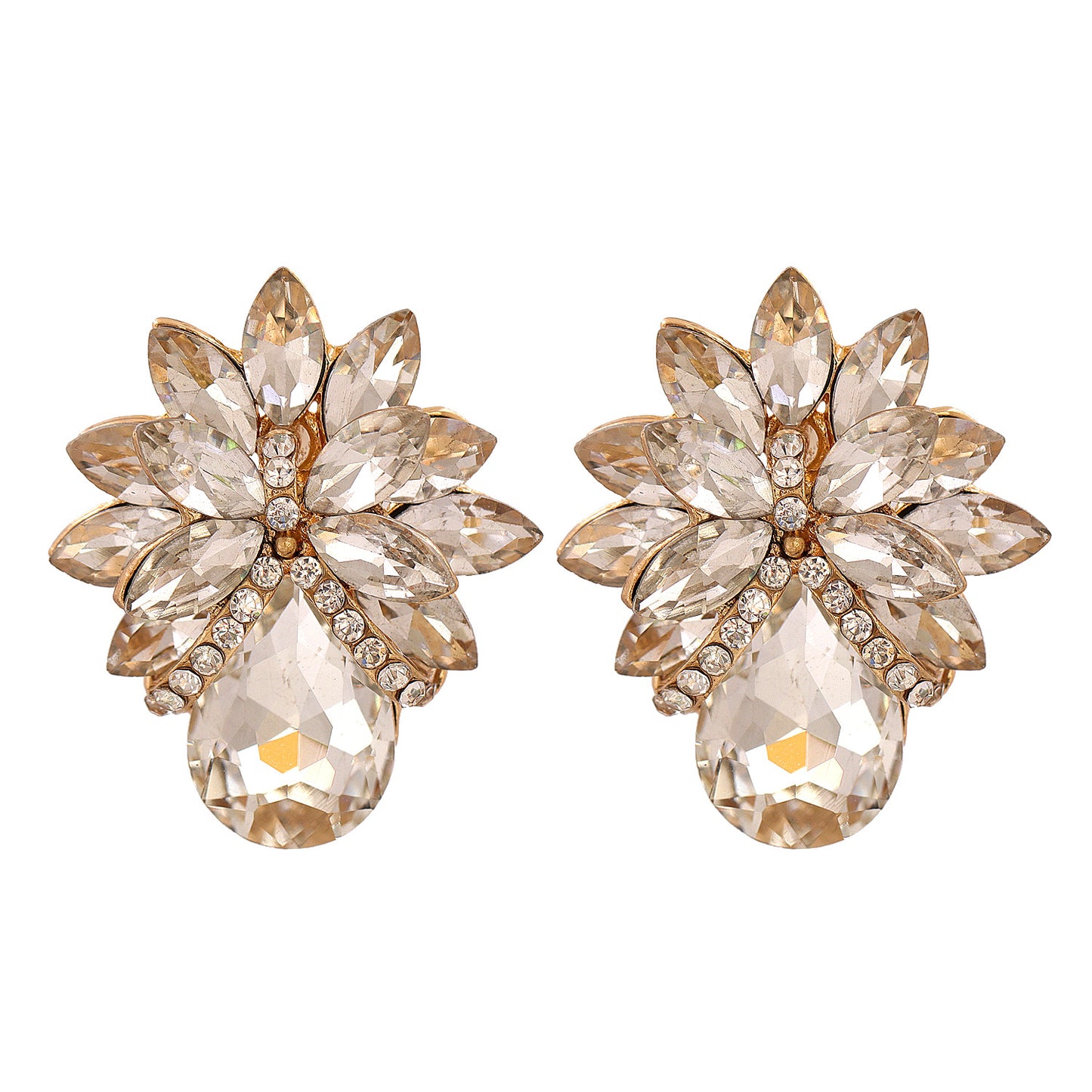 Fashion Floral Crystal Stud Earrings