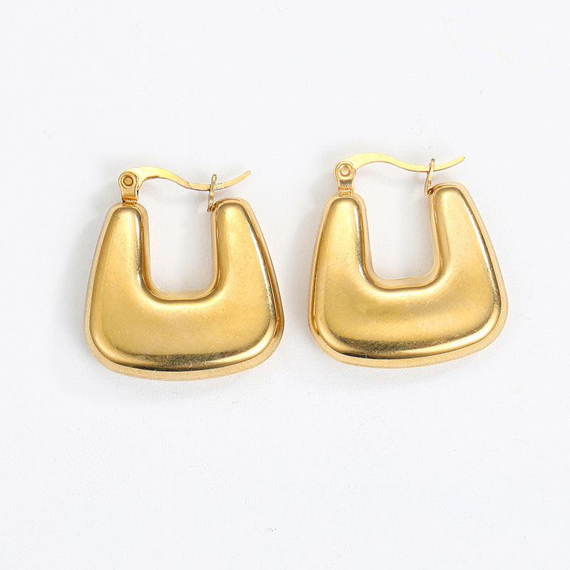 1 Pair Minimalist Geometric Gold Plated Stainless Steel Drop Earrings
