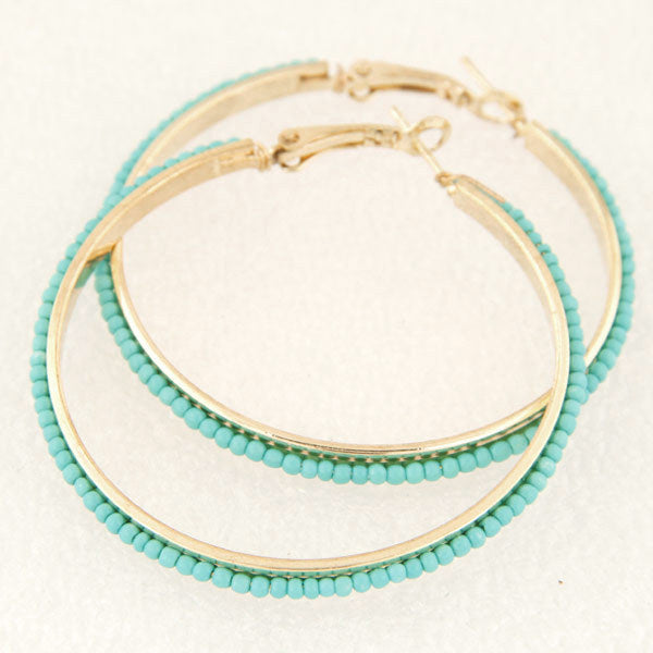 Fashion Jewelry Metal Bead Hoop Earrings