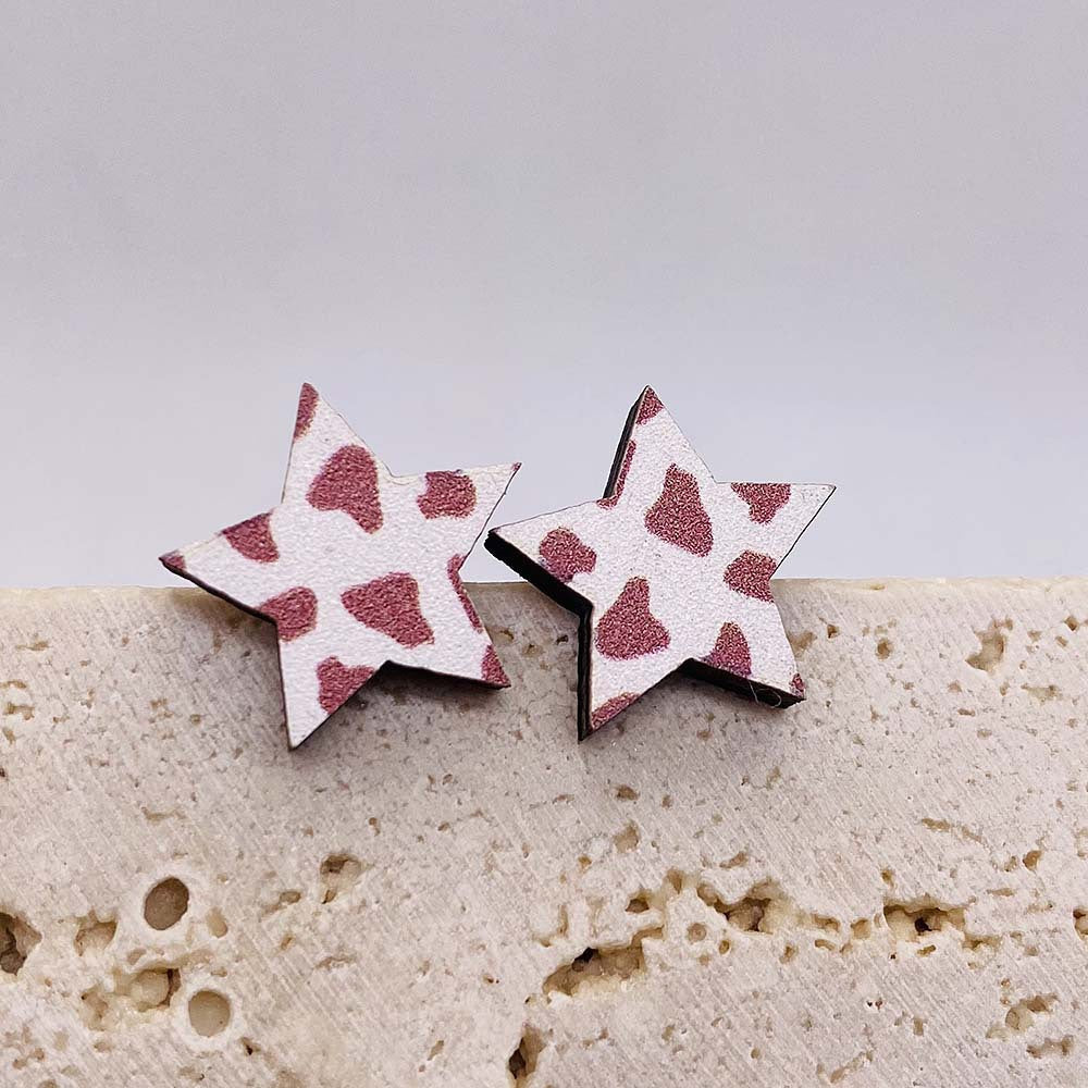 1 Pair Fashion Scissors and Pencil Wood Women's Ear Studs - Back to School Teacher's Collection