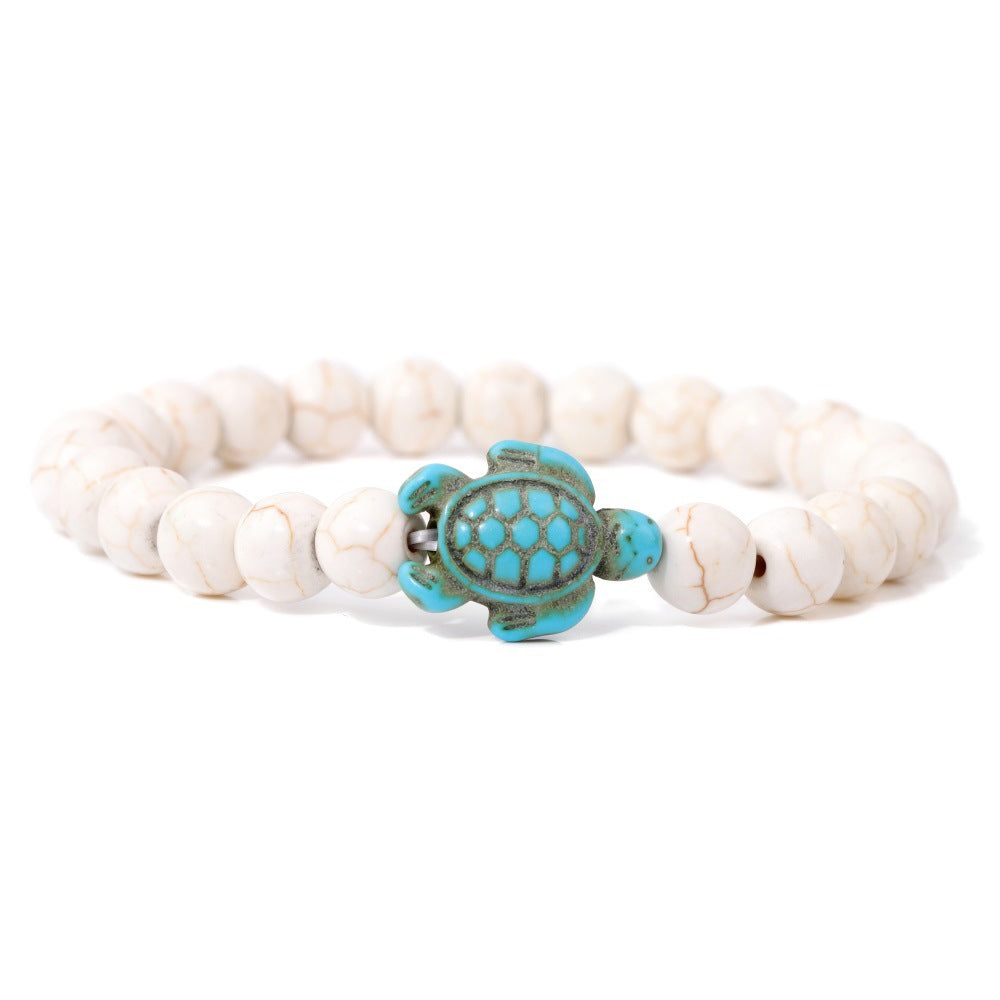 Retro Tortoise Agate and Natural Stone Beaded Bracelet