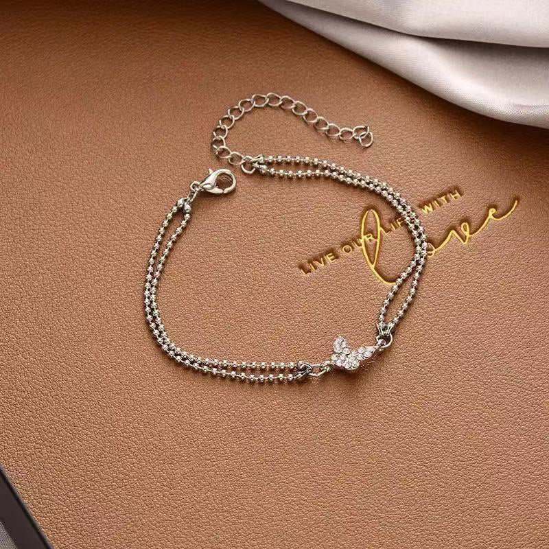 Creative Hip-hop Heart Pearl Cross Gold Coin Portrait Pendant Bracelet for Women