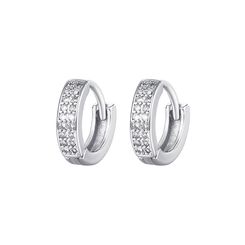 Simple Style Copper Zircon Inlaid Hoop Earrings