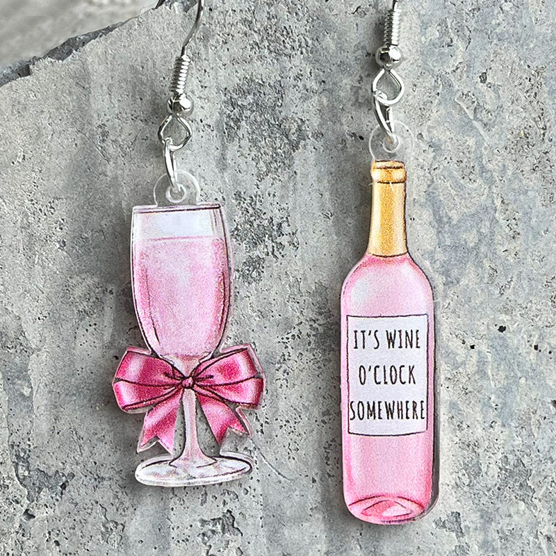 Artistic Acrylic Wine Bottle Drop Earrings for Weddings and Parties