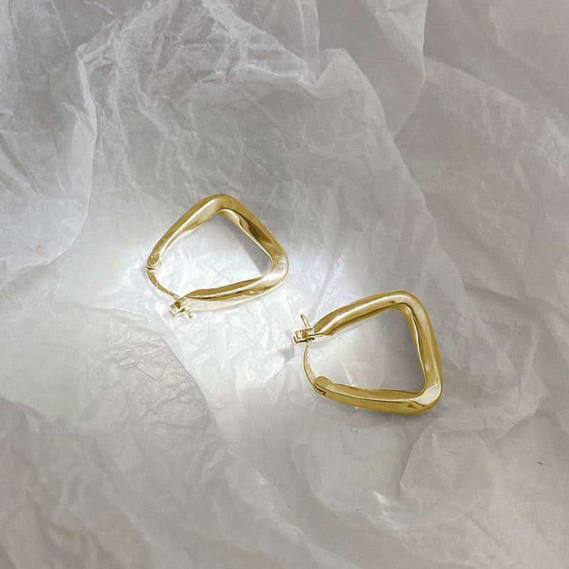1 Pair Minimalist Geometric White Gold Plated Earrings for Women