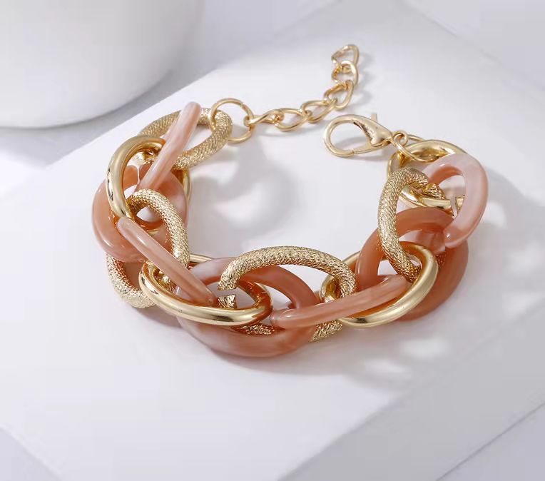 Geometric Multi-layer Metal and Acrylic Leopard Print Bracelet