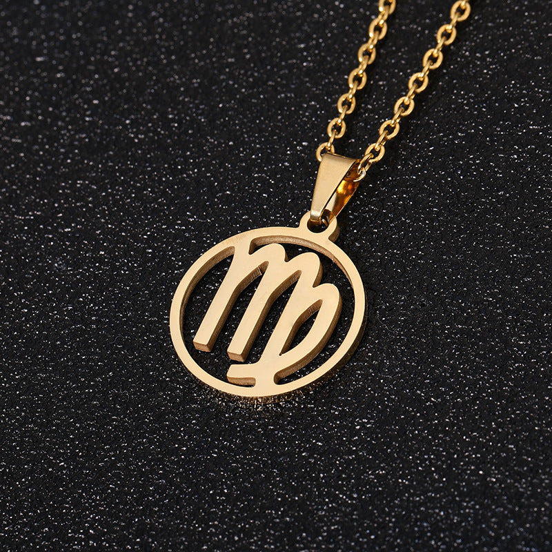 Simple Style Zodiac Stainless Steel Necklace