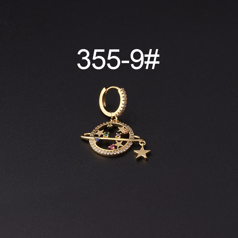Gold Plated Geometric Zircon Star Drop Earrings