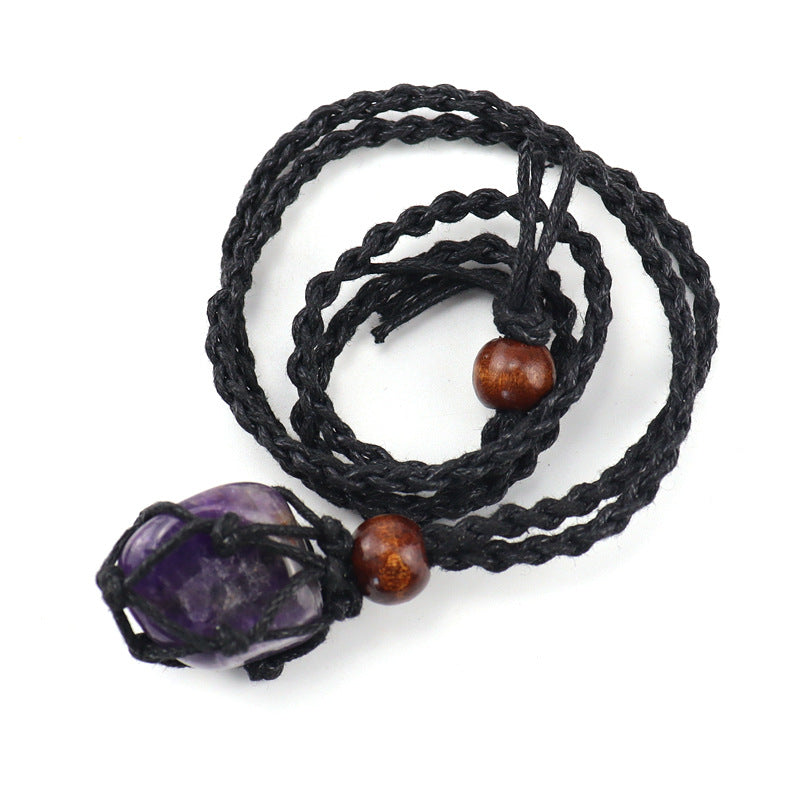 Ethnic Geometric Crystal Natural Stone Adjustable Pendant Necklace