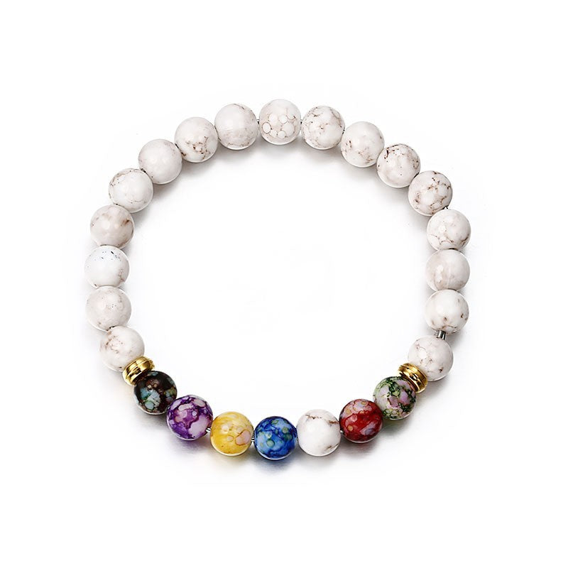 Natural Volcanic Stone Crown Beaded Yoga Bracelet