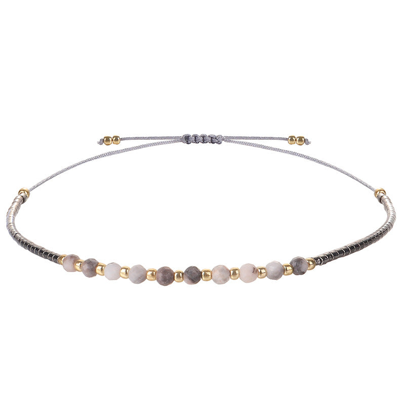 Simple Style 2mm Faceted Stone Bead Handmade Bracelet