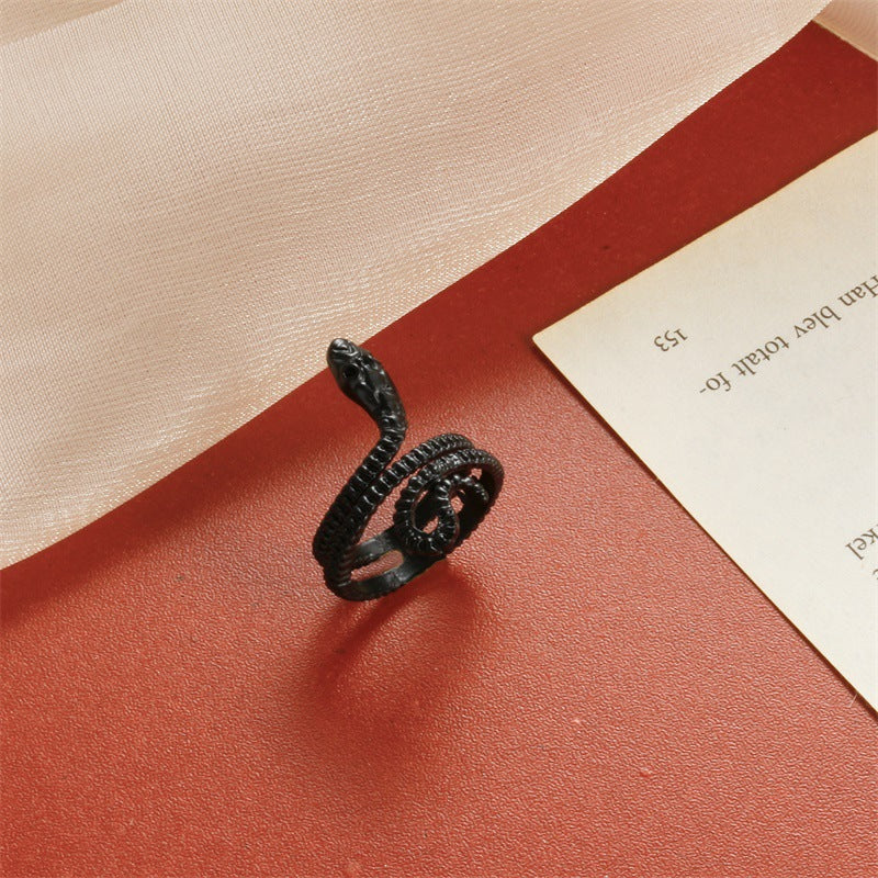 Retro Punk Open Snake Ring - Unique Copper Wrap Design