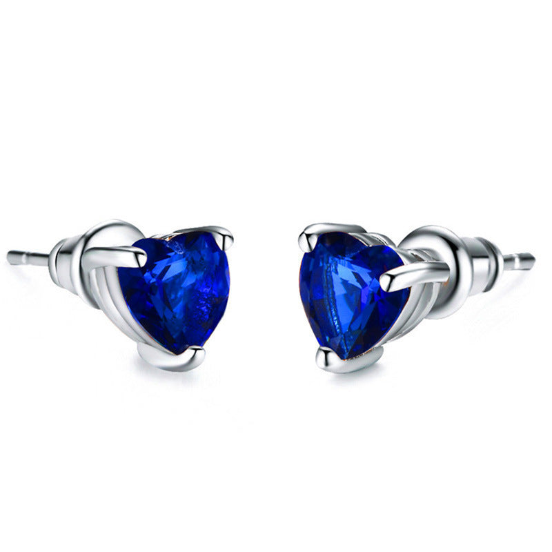 Fashion Mini Heart-Shaped Zircon Copper Earrings in Multicolor